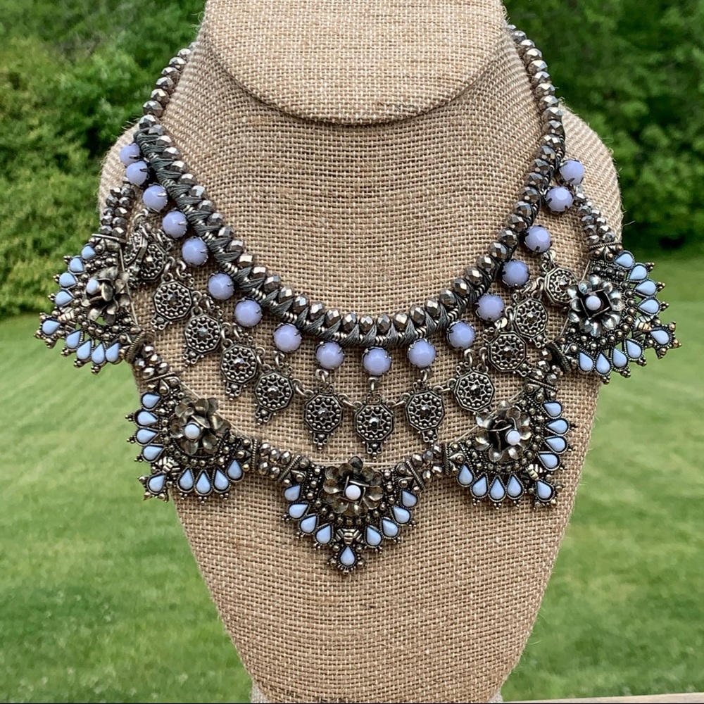 Turkish Multi Row Bib Statement Necklace